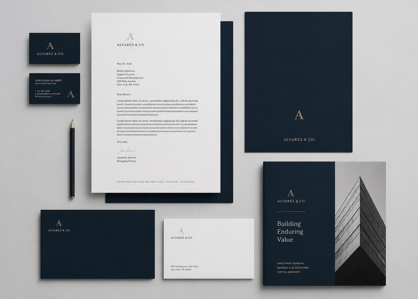 Premium corporate stationery, business cards and brochures